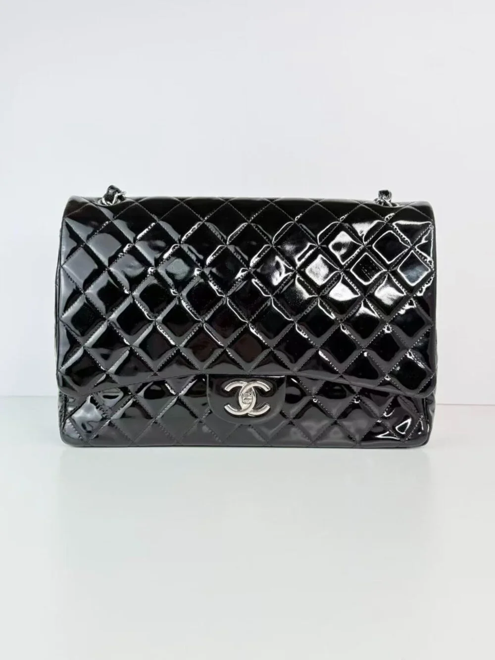 Chanel classic flag patent leather bag
